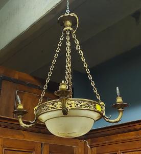 lamp183 - Kronleuchter aus vergoldeter Bronze, zweite Hälfte des 19. Jahrhunderts, Maße: B 55 x H 85 cm